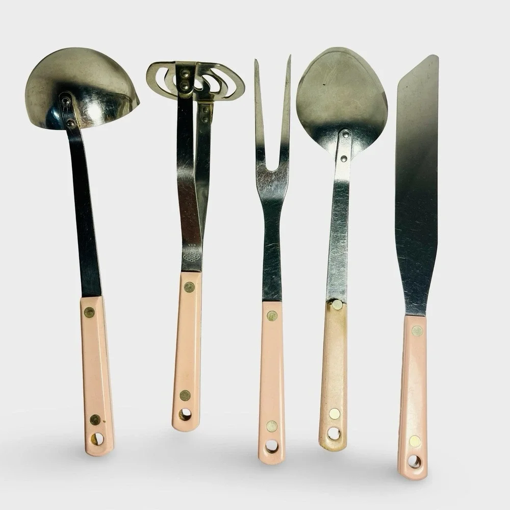 Ace USA Stainless Pink‎ Kitchen Utensils Flipper Spatula Spoon Ladle Masher Fork